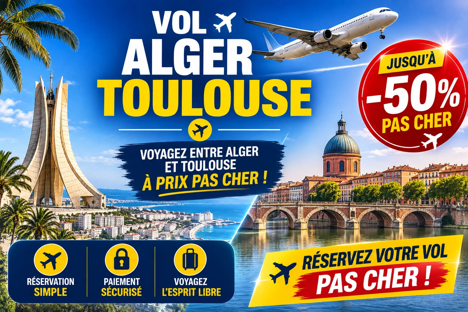 Vol Alger Toulouse : comparer les billets et préparer son voyage