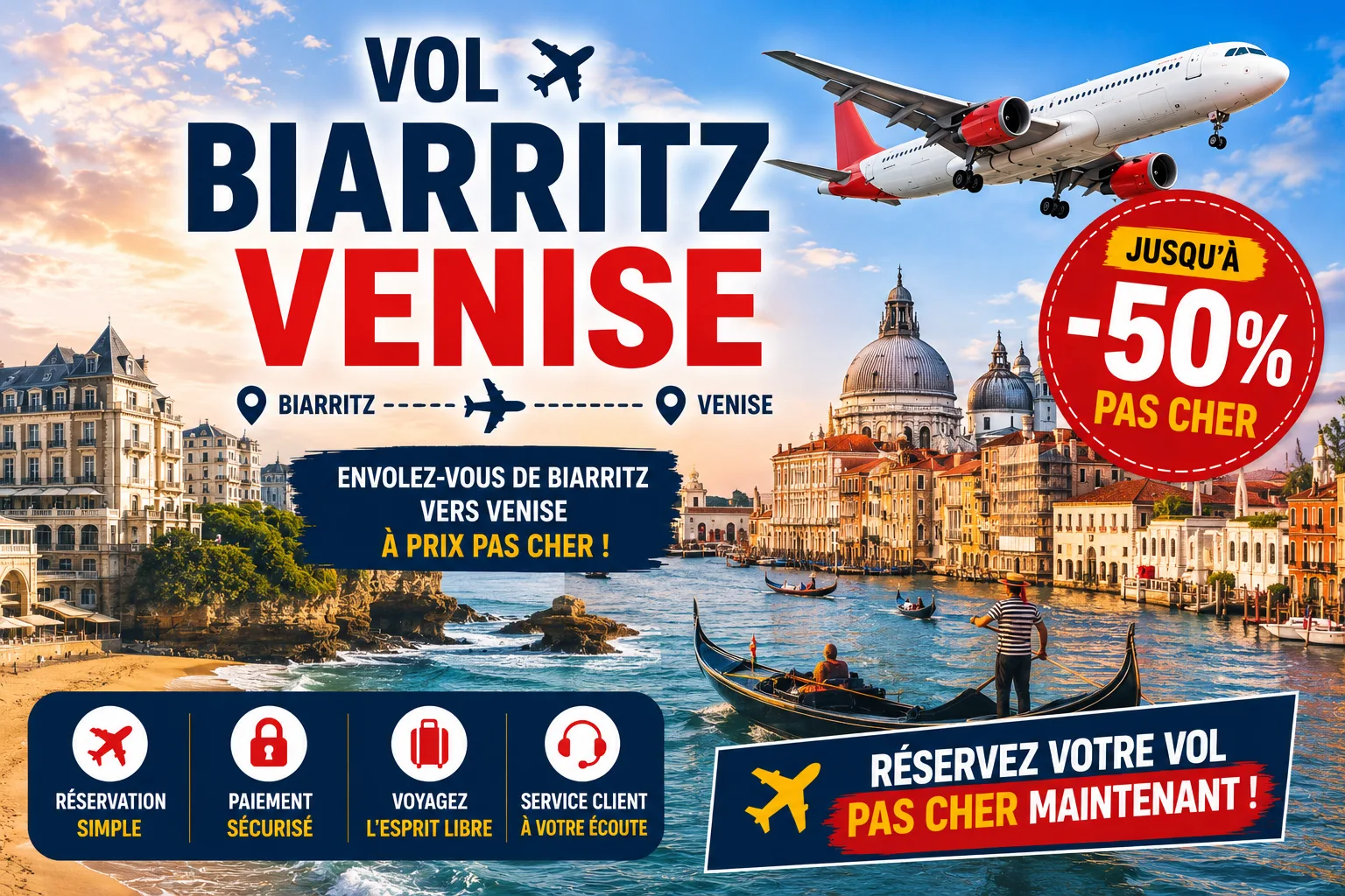 Vol Biarritz Venise