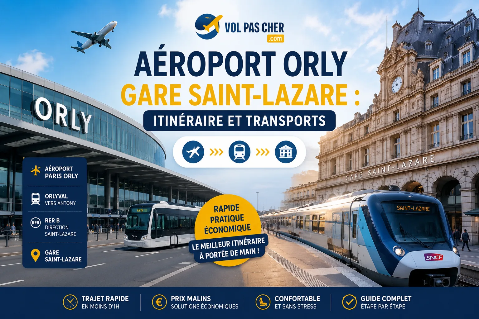 Aéroport Orly Gare Saint-Lazare : itinéraire et transports