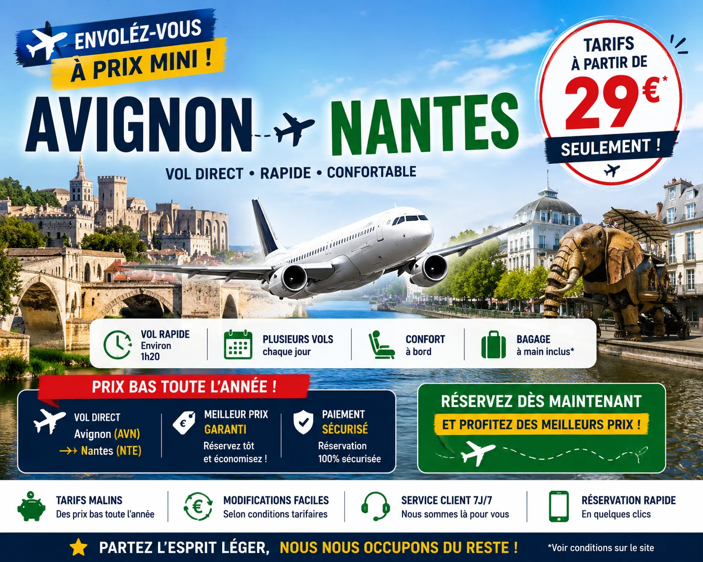 Avignon Nantes en avion