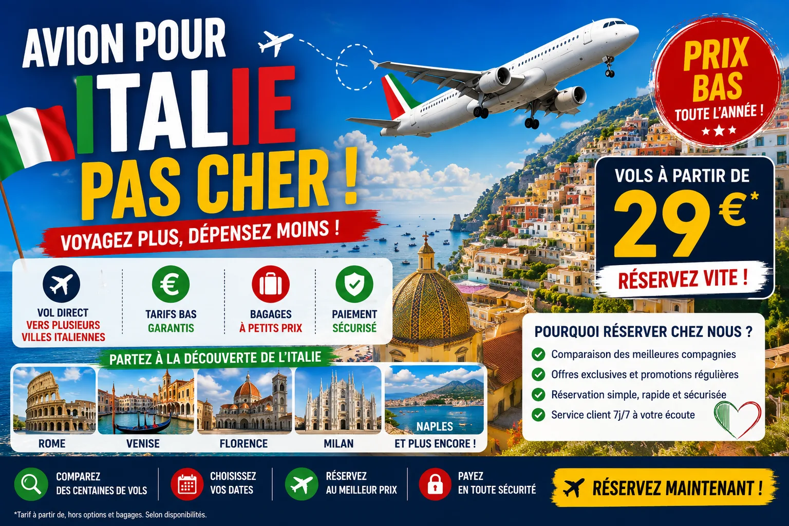 Avion pour Italie pas cher
