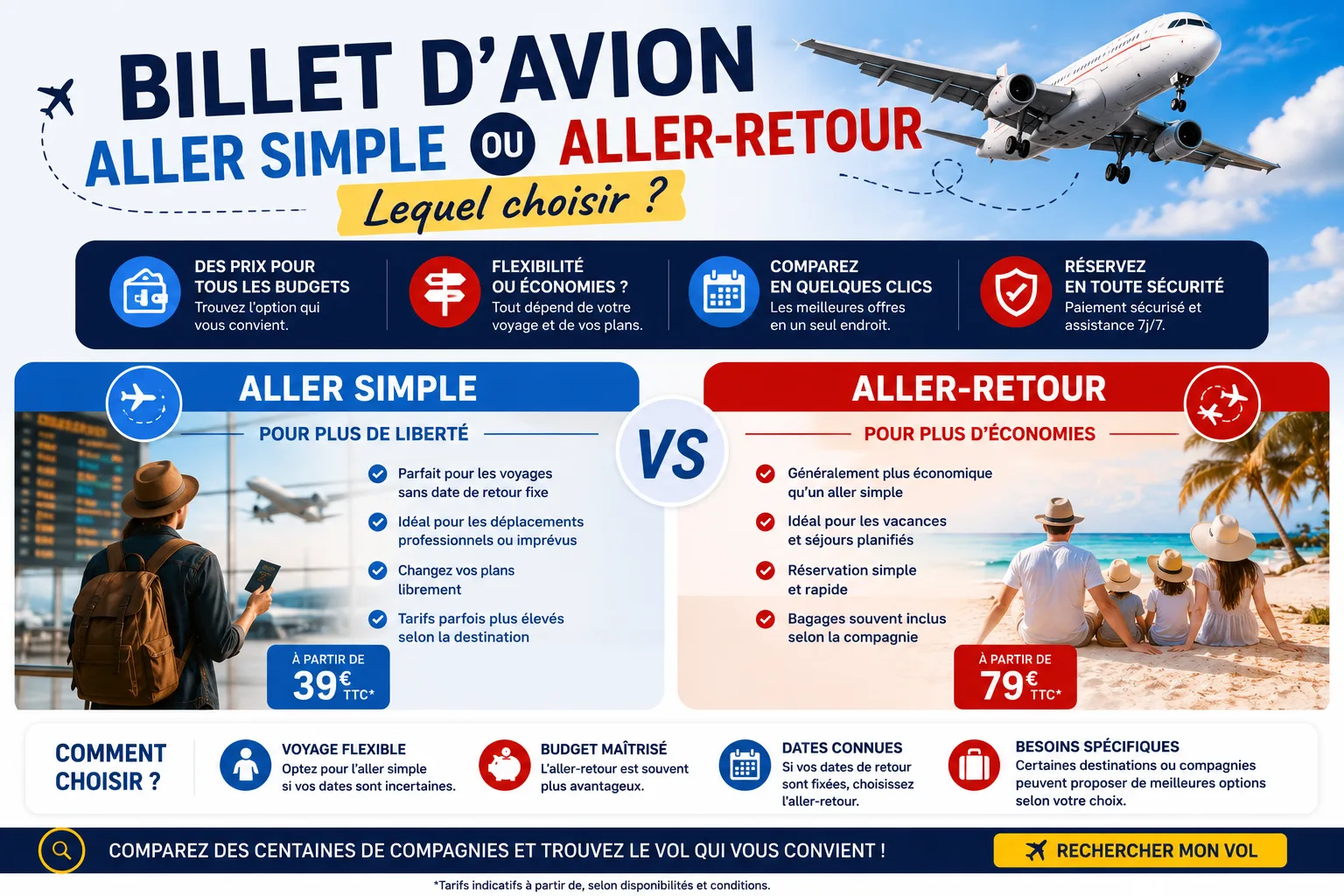 Billet d’avion aller simple ou aller-retour : lequel choisir ?