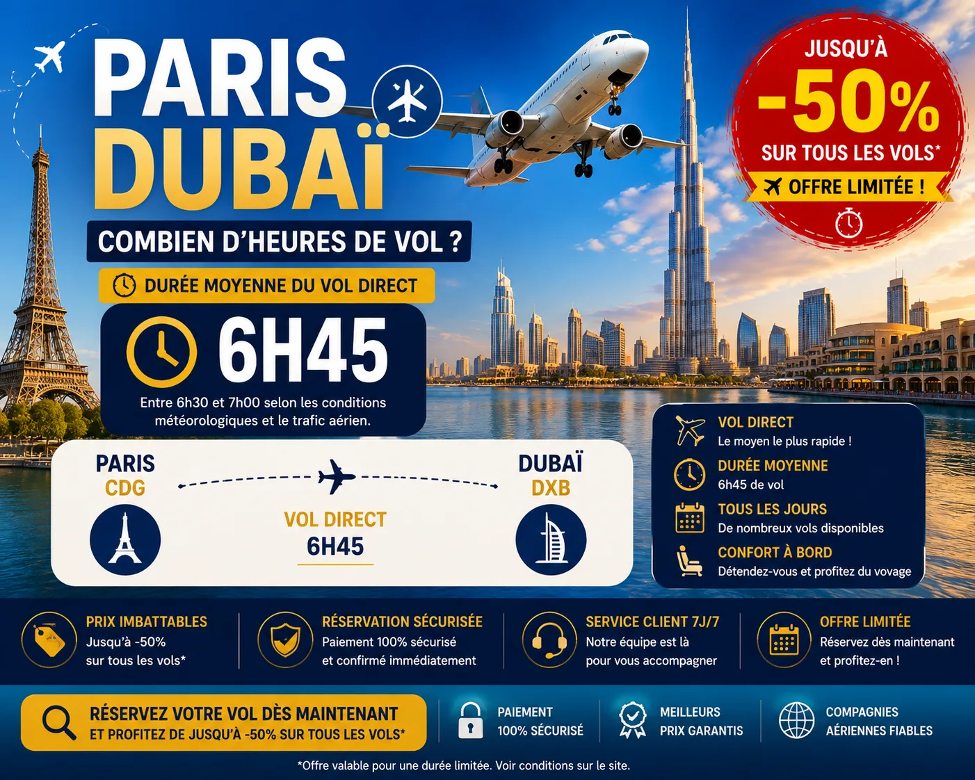 Heures de vol Paris Dubaï