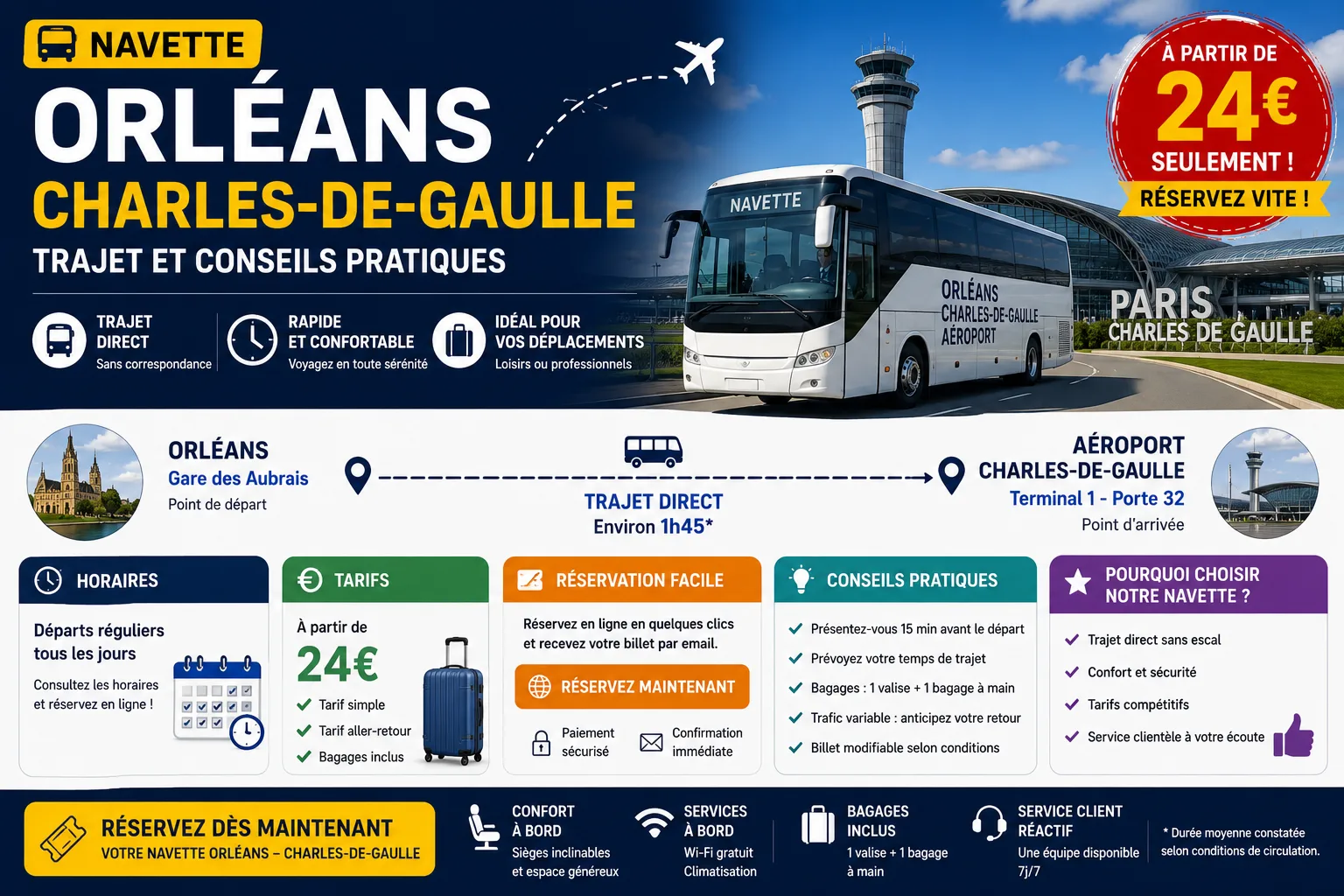 Navette Orléans Charles-de-Gaulle : trajet et conseils pratiques