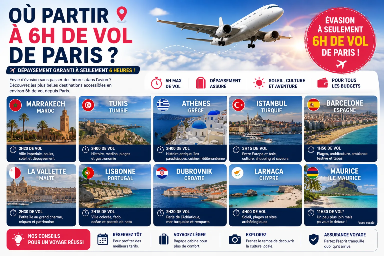 Où partir à 6h de vol de Paris ?