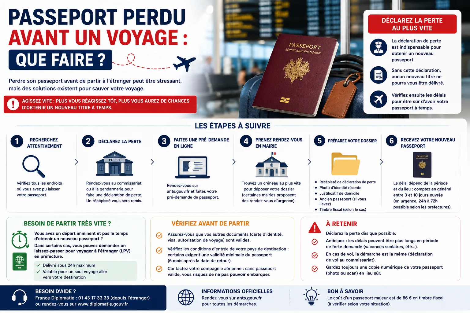 Passeport perdu avant un voyage : que faire ?