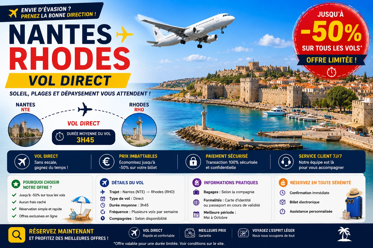Nantes - Rhodes vol direct