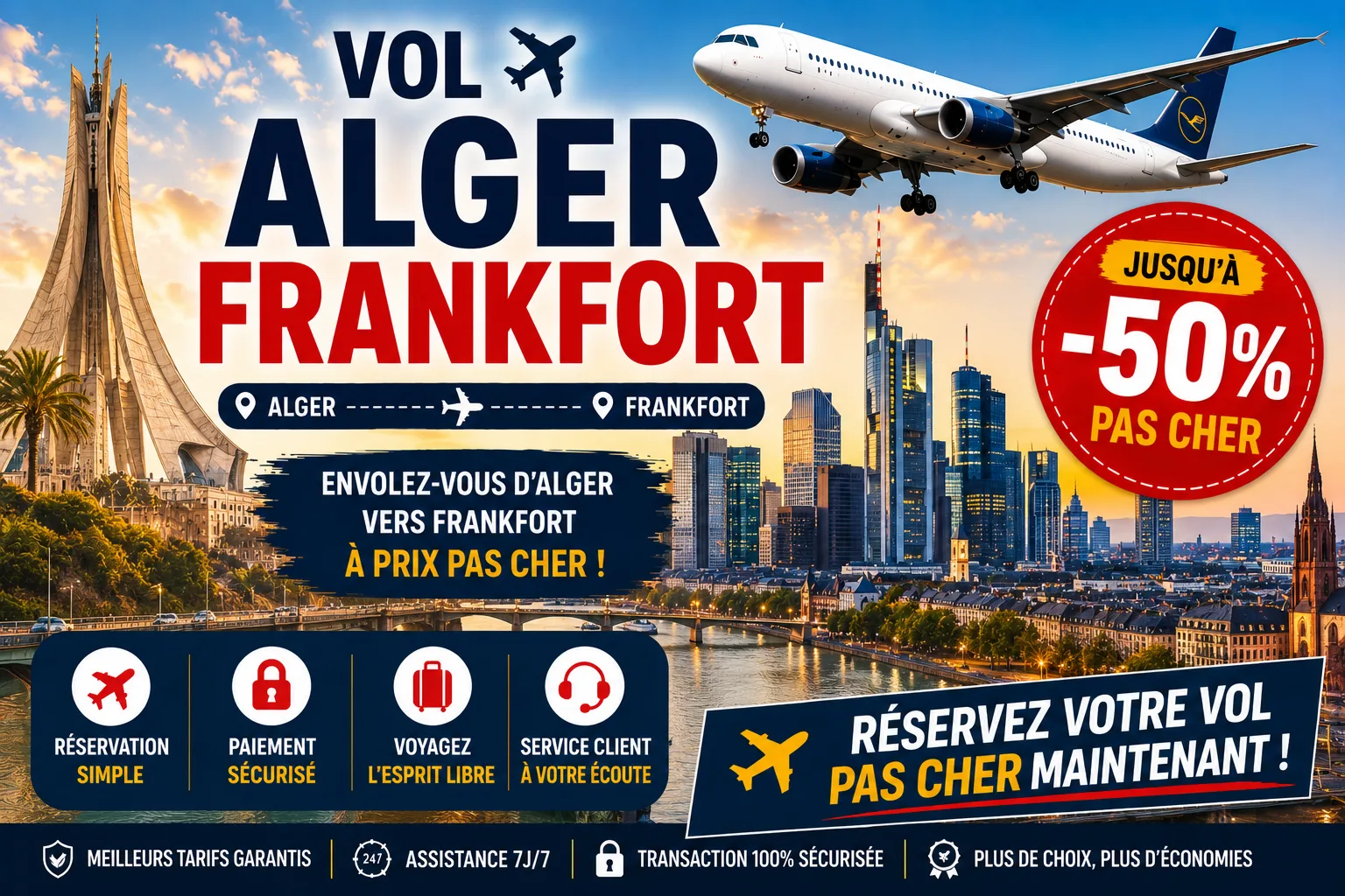 Vol Alger Frankfort : comparer les billets et organiser son voyage