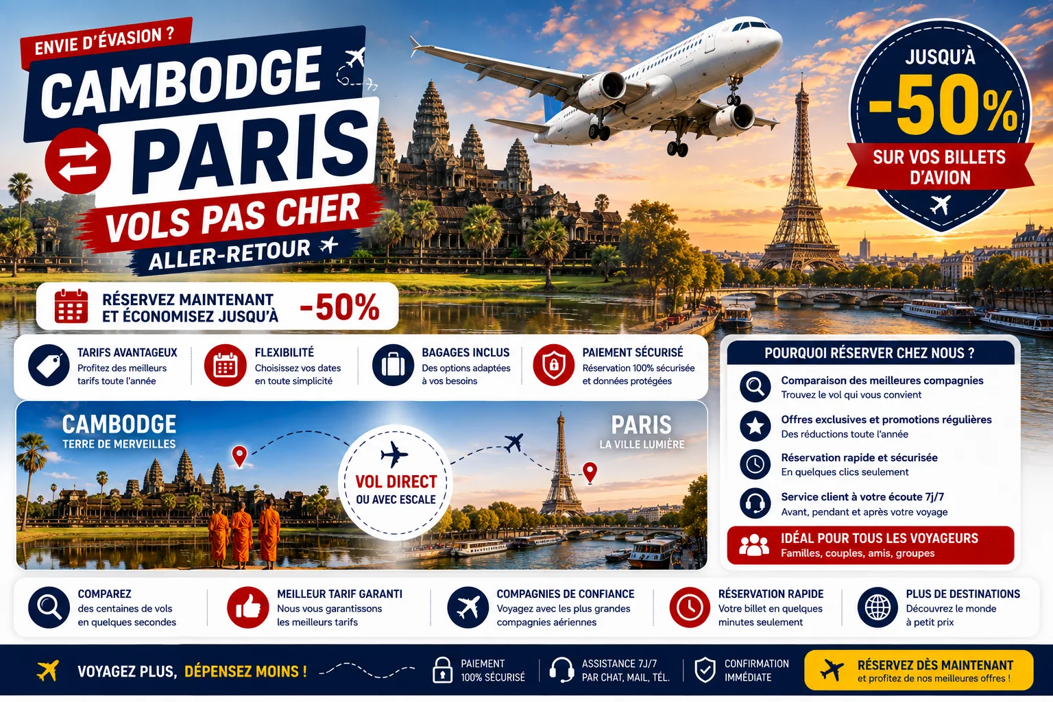 Cambodge Paris : vols et informations pratiques