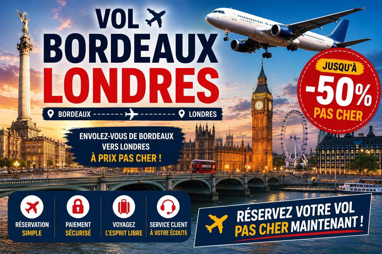 Vol Bordeaux Londres