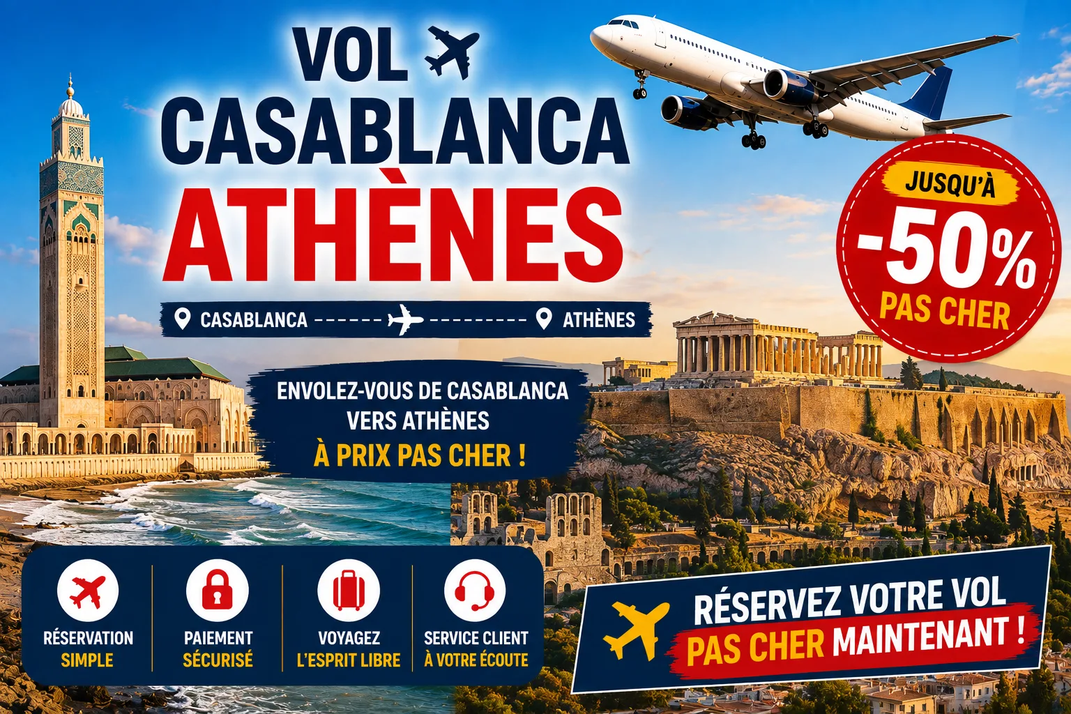 Vol Casablanca Athènes