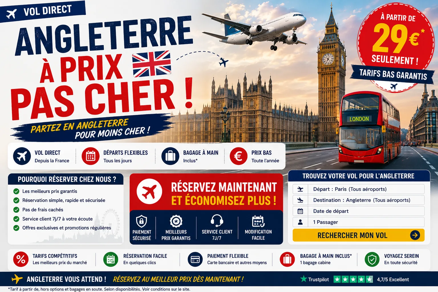 Vol Angleterre pas cher