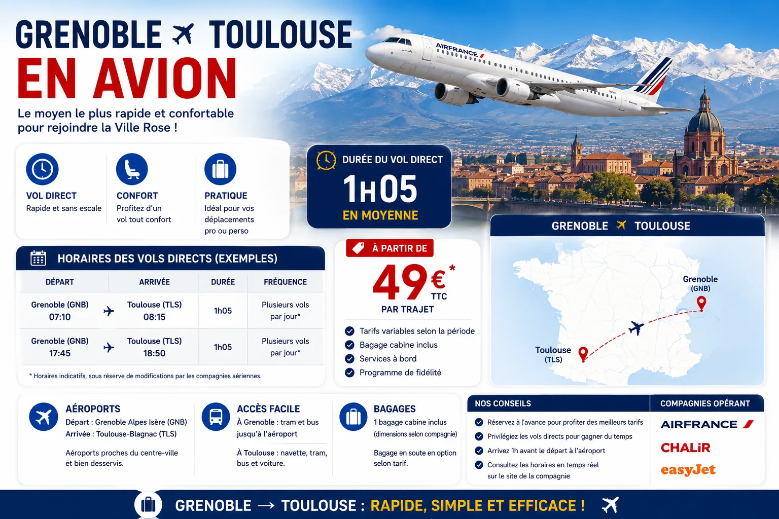 Grenoble Toulouse en avion