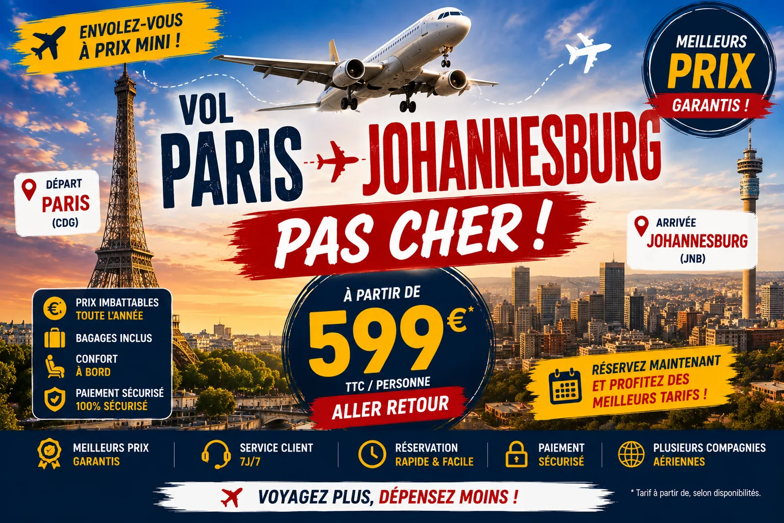 Vol Paris Johannesburg