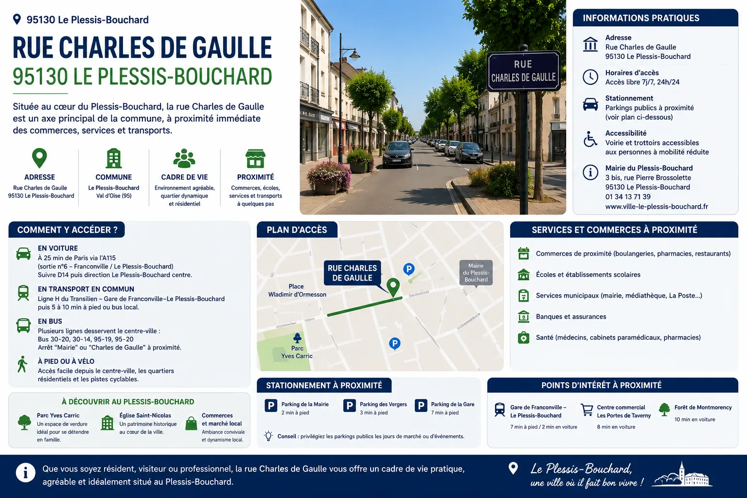 Rue Charles de Gaulle 95130 Le Plessis-Bouchard : accès et informations