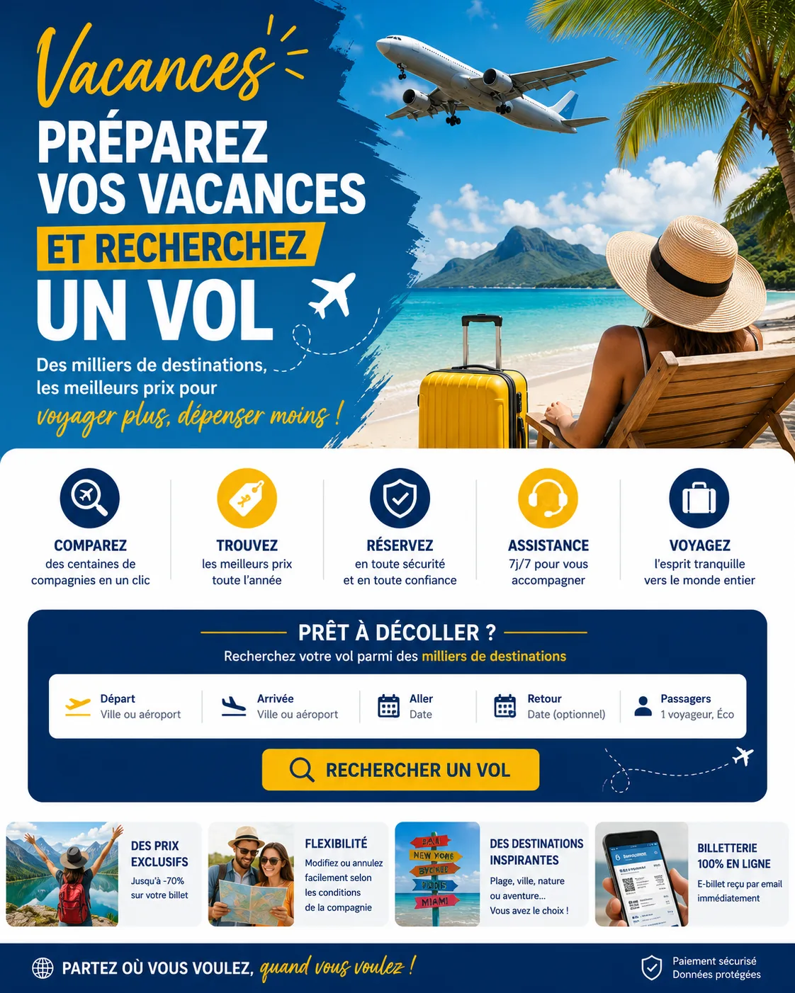 Vacances Préparez vos vacances et recherchez un vol