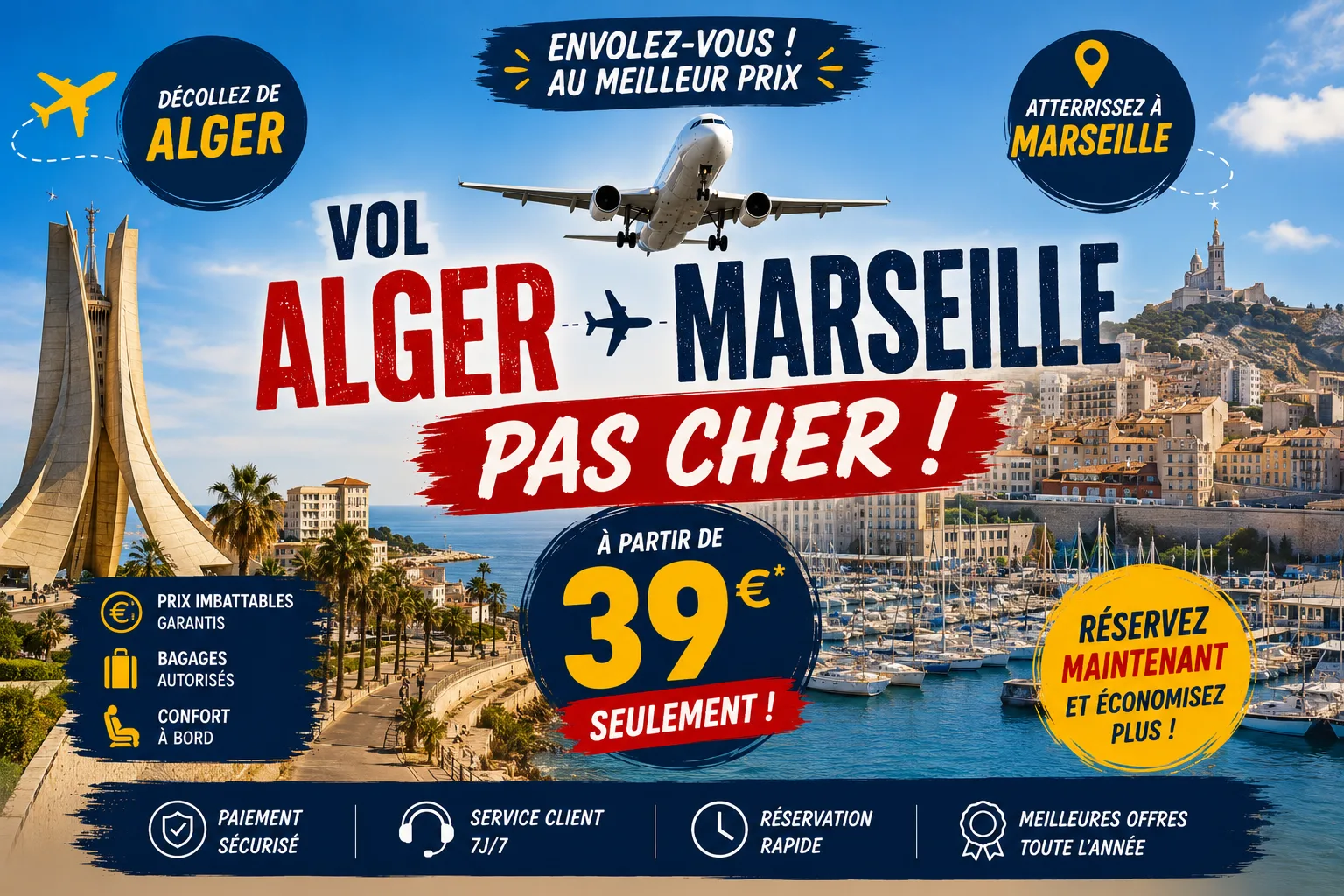 Vol Alger Marseille : comparer les billets et préparer son voyage
