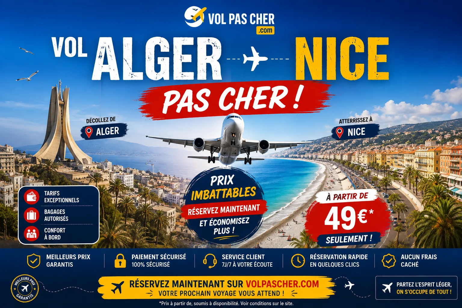 Vol Alger Nice : comparer les billets et organiser son voyage