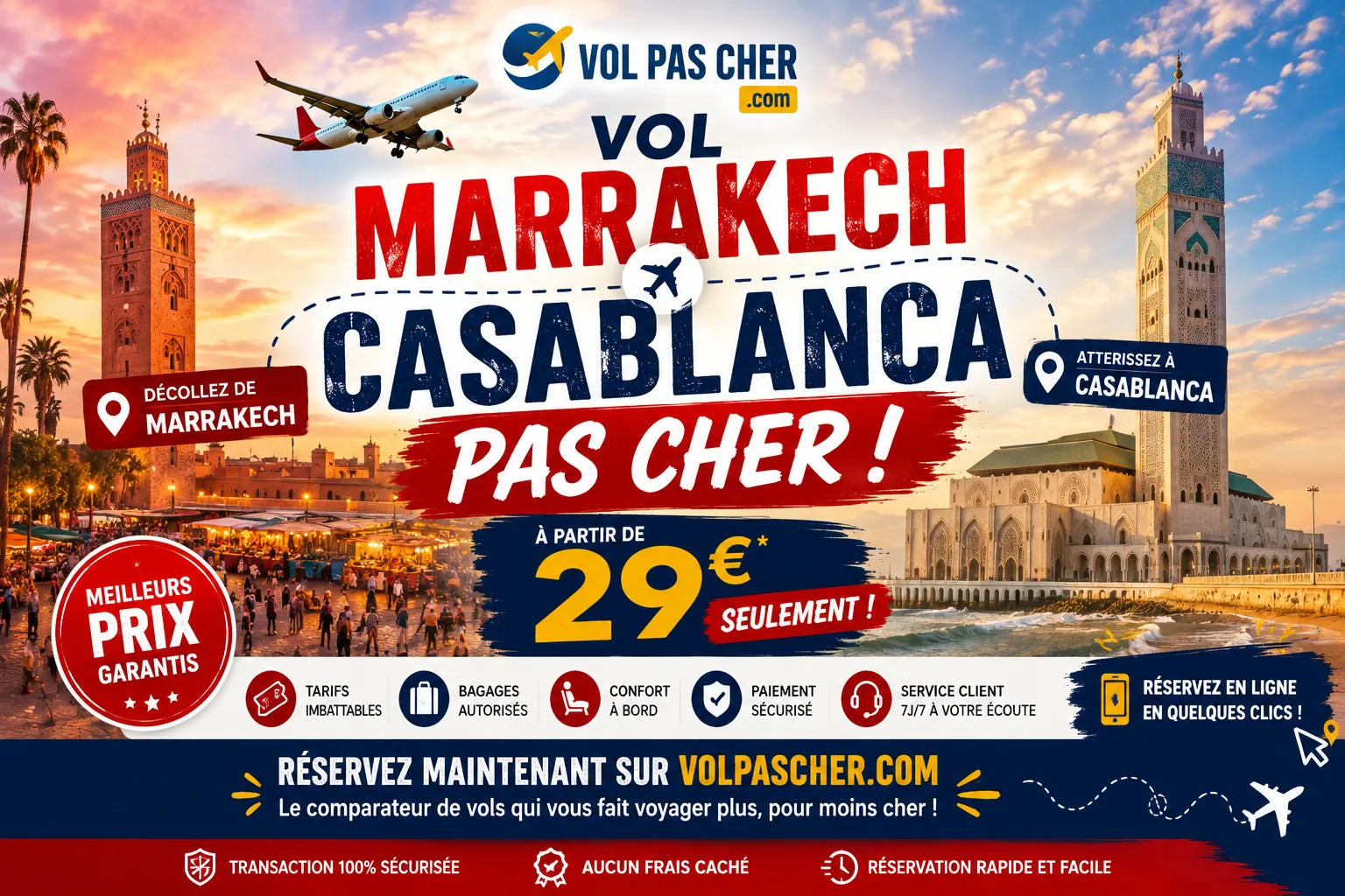 Vol Marrakech Casablanca : comparer les billets et préparer son trajet