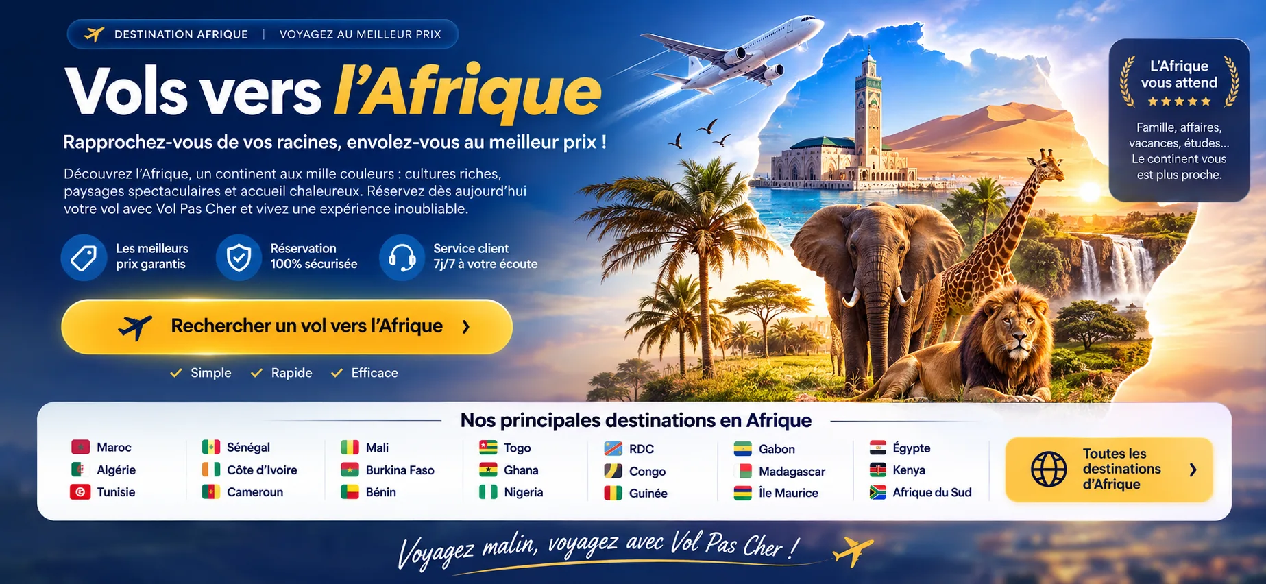 Destinations touristiques en Afrique : Marrakech, Dakar, Afrique du Sud, Sénégal et autres destinations